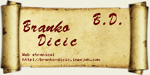 Branko Dičić vizit kartica